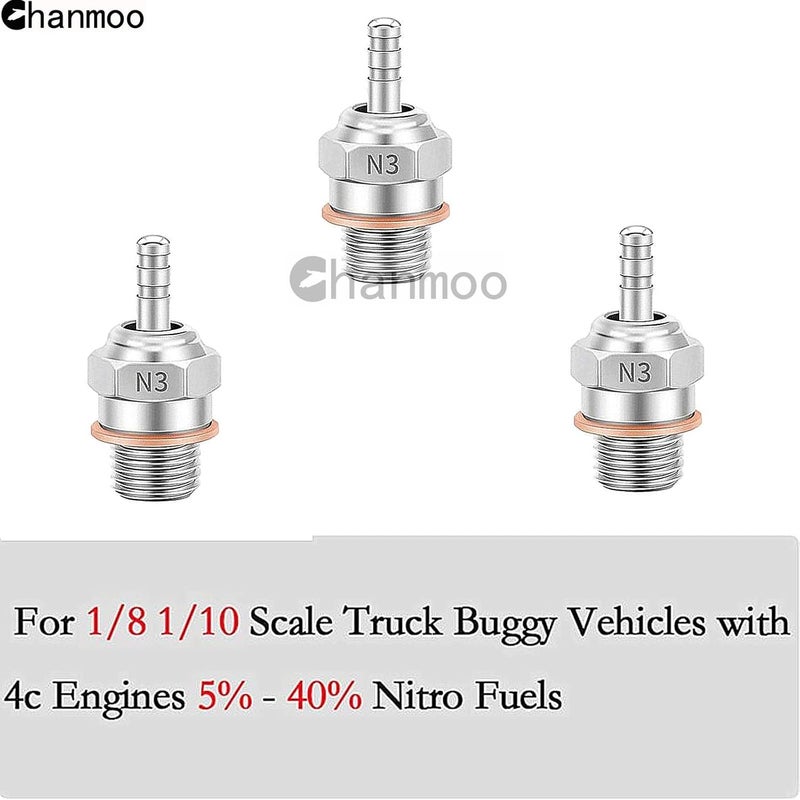 Chanmoo RC Glow Plugs No.3 N3#3 70117H Hot Spark Nitro Engine Parts Replace OS for 1/8 1/10 Scale RC Car Truck Buggy Traxxas Losi HPI Redcat HSP Himoto 3PCS - Image 3